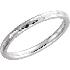 Sterling Silver 3 mm Half Round Band with Hammer Finish Size 10 - Siddiqui Jewelers