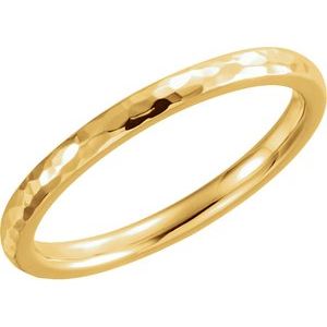 14K Yellow 3 mm Half Round Band with Hammer Finish Size 7 - Siddiqui Jewelers