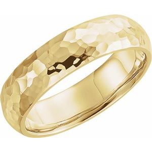 14K Yellow 5 mm Half Round Band with Hammer Finish Size 10 - Siddiqui Jewelers