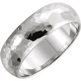 14K White 6 mm Half Round Hammer Finish Band Size 9 - Siddiqui Jewelers