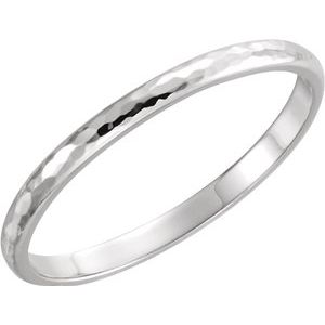 14K White 2 mm Half Round Hammer Finish Band Size 6 - Siddiqui Jewelers