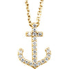 14K Yellow .08 CTW Diamond Anchor 16" Necklace - Siddiqui Jewelers