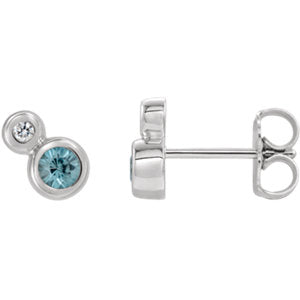 14K White Blue Zircon & .03 CTW Diamond Earrings - Siddiqui Jewelers