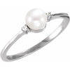 Sterling Silver Freshwater Cultured Pearl & .025 CTW Diamond Ring - Siddiqui Jewelers