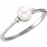14K White Freshwater Cultured Pearl & .025 CTW Diamond Ring-Siddiqui Jewelers