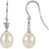 14K White Freshwater Cultured Pearl Star Dangle Earrings - Siddiqui Jewelers