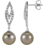 14K White Tahitian Pearl & 1/4 CTW Diamond Earrings - Siddiqui Jewelers