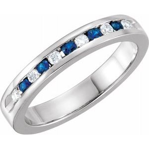 Blue Sapphire & 1/8 CTW Diamond Classic Channel-Set Anniversary Band - Siddiqui Jewelers