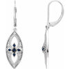 Sterling Silver Blue Sapphire & 1/6 CTW Diamond Lever Back Earrings - Siddiqui Jewelers