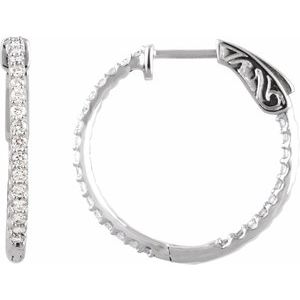 14K White 3/4 CTW Diamond Inside-Outside 23 mm Hoop Earrings - Siddiqui Jewelers