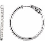 14K White 2 CTW Lab-Grown Diamond Inside-Outside 29.5 mm Hoop Earrings - Siddiqui Jewelers