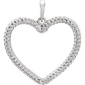 Sterling Silver Rope Heart Pendant - Siddiqui Jewelers