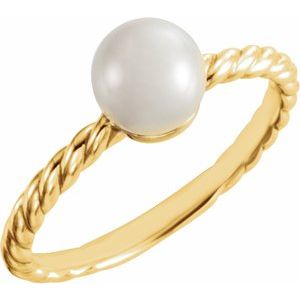 14K Yellow 7.5-8.0 mm Cultured Freshwater Pearl Ring - Siddiqui Jewelers