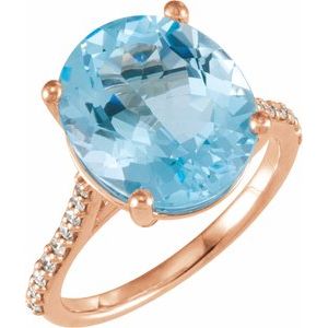 14K Rose Sky Blue Topaz & 1/4 CTW Diamond Ring - Siddiqui Jewelers