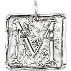 Sterling Silver Initial "M" Vintage-Inspired Pendant - Siddiqui Jewelers