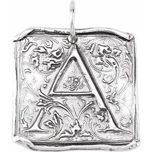 Sterling Silver Initial "A" Vintage-Inspired Pendant - Siddiqui Jewelers