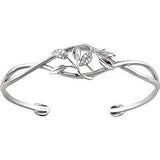 14K White .05 CTW Diamond Leaf Design Cuff Bracelet - Siddiqui Jewelers