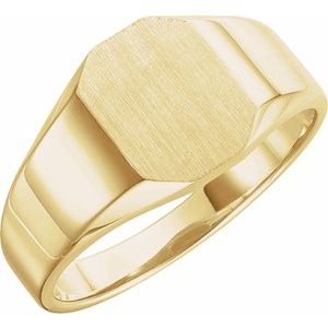 14K Yellow 9x7 mm Octagon Signet Ring - Siddiqui Jewelers