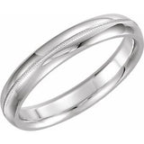 14K White 4 mm Half Round Band with Milgrain Center Size 10 - Siddiqui Jewelers