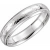 14K White 3 mm Half Round Band with Hammer Finish & Milgrain Size 9.5 - Siddiqui Jewelers