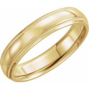 10K Yellow 5 mm Half Round Band with Milgrain Size 8 - Siddiqui Jewelers