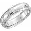 14K White 6 mm Half Round Band with Hammer Finish & Milgrain Size 9.5 - Siddiqui Jewelers