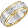 14K Yellow/White/Yellow 7 mm Grooved Band with Bead Blast Finish Size 11 - Siddiqui Jewelers