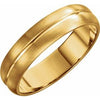 14K Yellow 5 mm Grooved Band with Brush Finish Size 10 - Siddiqui Jewelers