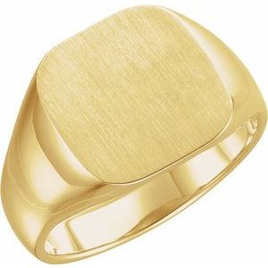 14K Yellow 14x14 mm Square Signet Ring - Siddiqui Jewelers