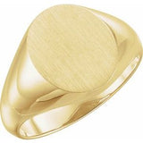 14K Yellow 14x12 mm Oval Signet Ring - Siddiqui Jewelers