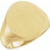 14K Yellow 18x16 mm Oval Signet Ring - Siddiqui Jewelers