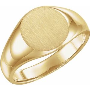 14K Yellow 13 mm Round Signet Ring - Siddiqui Jewelers