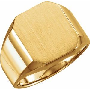 14K Yellow 16x14 mm Octagon Signet Ring - Siddiqui Jewelers