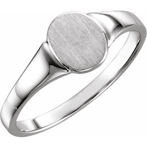 Sterling Silver 7x6 mm Oval Signet Ring Size 4 - Siddiqui Jewelers