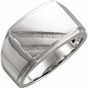 14K White 16x13 mm Rectangle Signet Ring - Siddiqui Jewelers