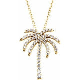 14K Yellow 1/4 CTW Diamond Palm Tree 16" Necklace - Siddiqui Jewelers