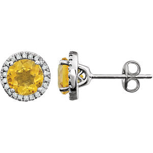 14K White Citrine & 1/8 CTW Diamond Earrings - Siddiqui Jewelers