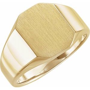14K Yellow 11x9 mm Octagon Signet Ring - Siddiqui Jewelers