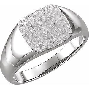14K White 9 mm Square Signet Ring - Siddiqui Jewelers