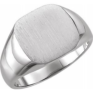 14K White 11 mm Square Signet Ring - Siddiqui Jewelers