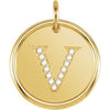 14K Yellow .07 CTW Natural Diamond Posh Mommy¬Æ Initial V Pendant Siddiqui Jewelers