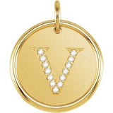 18K Yellow Vermeil .07 CTW Natural Diamond Posh Mommy¬Æ Initial V Pendant Siddiqui Jewelers