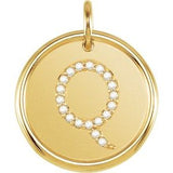 18K Yellow Vermeil 1/10 CTW Natural Diamond Posh Mommy¬Æ Initial Q Pendant Siddiqui Jewelers