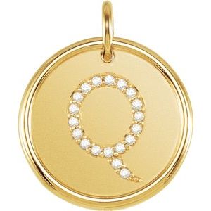 14K Yellow 1/10 CTW Diamond Initial Q Pendant - Siddiqui Jewelers