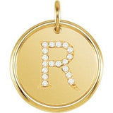 14K Yellow .07 CTW Natural Diamond Posh Mommy¬Æ Initial R Pendant Siddiqui Jewelers