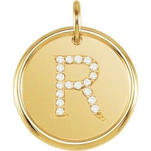 14K Yellow 1/10 CTW Diamond Initial R Pendant - Siddiqui Jewelers