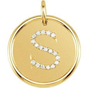14K Yellow 1/10 CTW Diamond Initial S Pendant - Siddiqui Jewelers