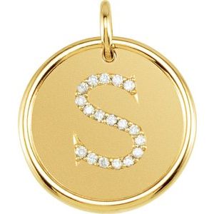 14K Yellow 1/10 CTW Diamond Initial S Pendant - Siddiqui Jewelers