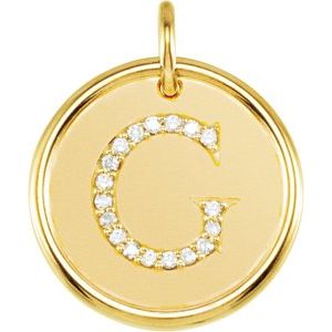 18K Yellow Vermeil 1/10 CTW Natural Diamond Posh Mommy¬Æ Initial G Pendant Siddiqui Jewelers