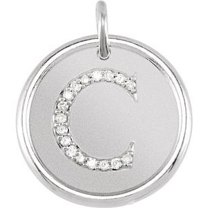 14K White .08 CTW Diamond Initial C Pendant - Siddiqui Jewelers